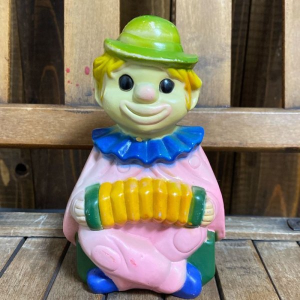 画像1: 70s Clown Vintage Plastic Coin Bank (1)